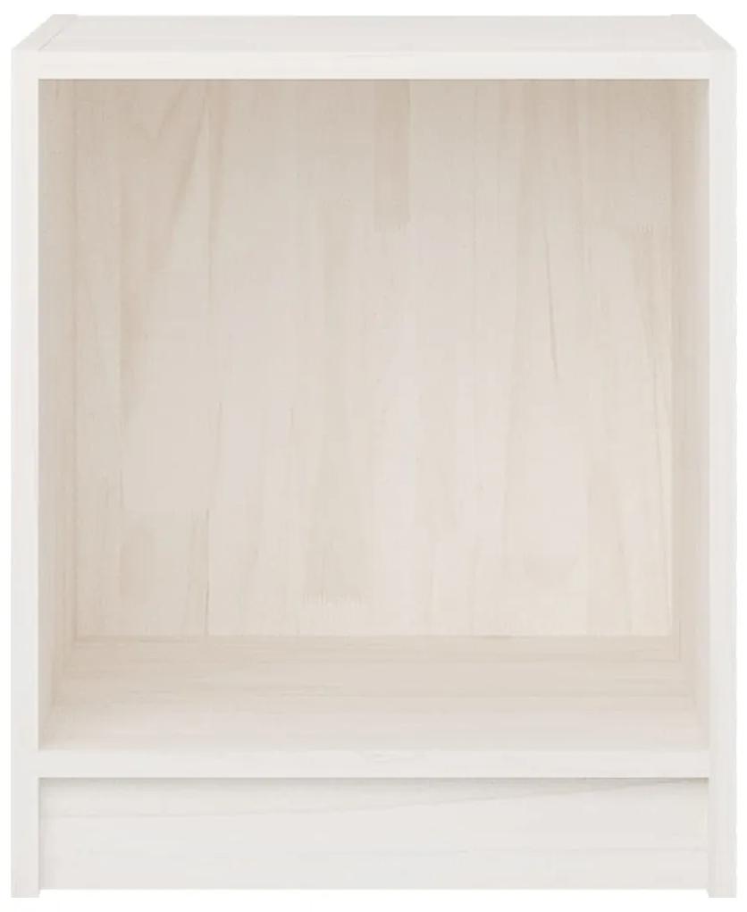 Noptiere, 2 buc., alb, 35,5x33,5x41,5 cm, lemn masiv de pin 2, Alb