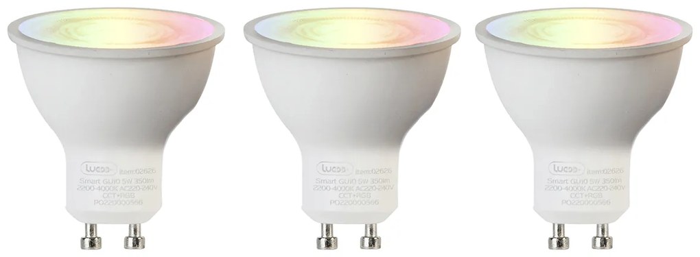 Set de 3 becuri LED inteligente GU10 RGBW 5W 350 lm 2200-4000K