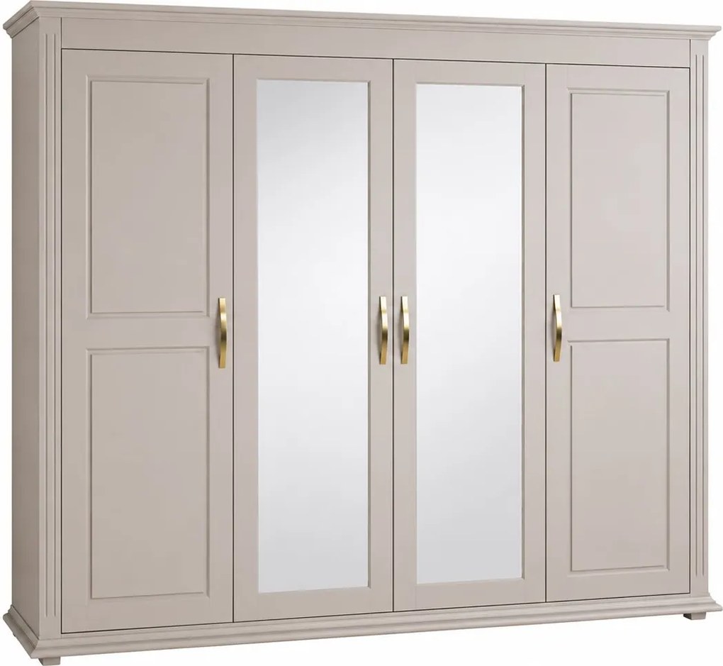 Dulap lemn masiv Carlo 4 Uși, 222.3 × 61.1 × 210 cm - Cu oglinzi