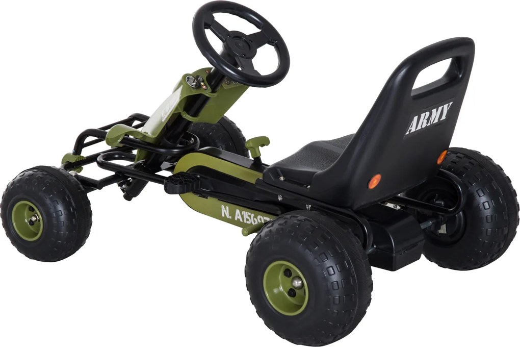 Homcom Go-Kart per Bambini a Pedali, Verde e Nero