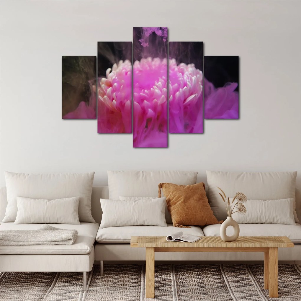 Tablou cu floare în fum roz (150x105 cm)