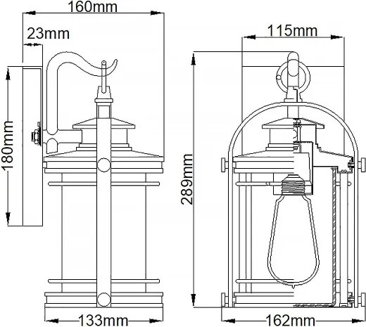 Quintiesse BOOKER S QN-BOOKER-S-IA - Aplică de perete pentru exterior, 1xE27/60W/230V IP44, crom mat