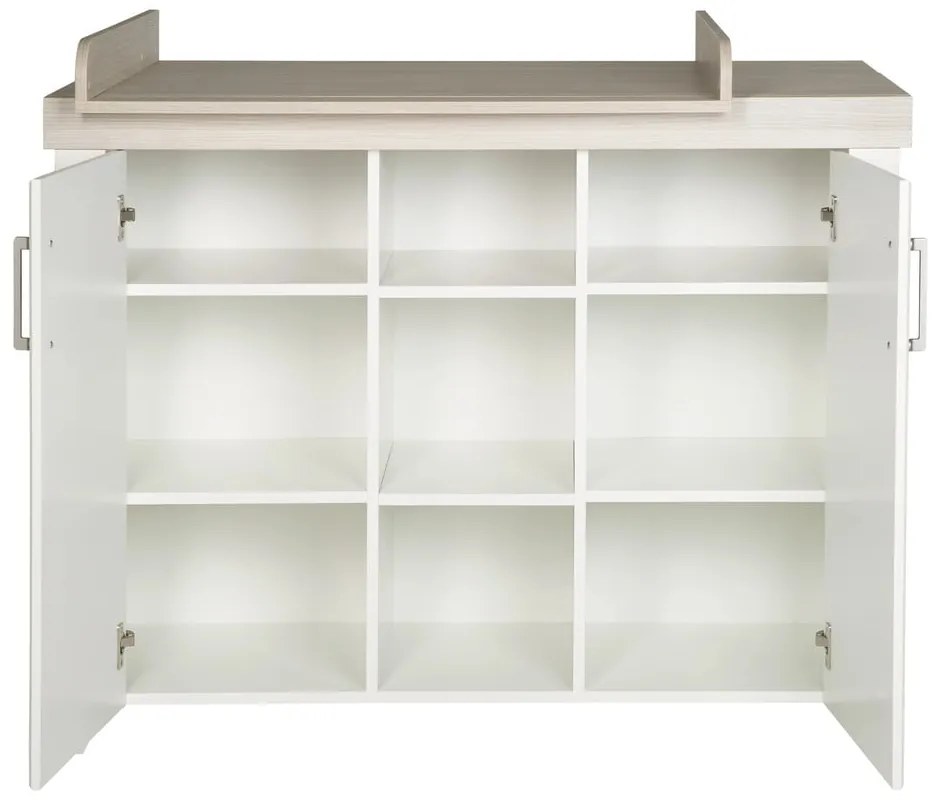 Comodă de copii albă joasă cu aspect de lemn de ulm cu masă de schimbat 120x98 cm Felicia – Roba