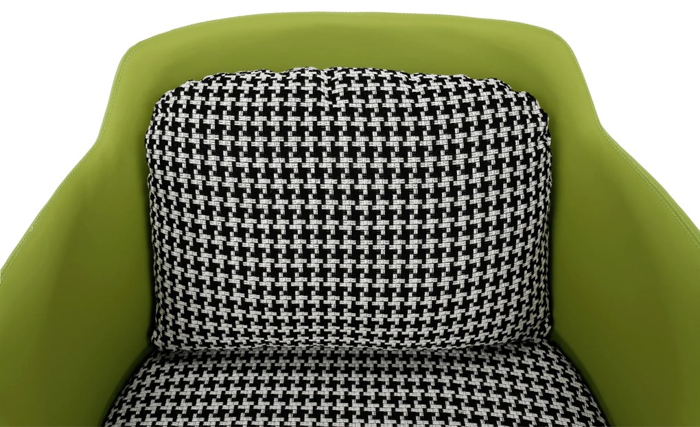 Fotoliu design, model alb-negru/ piele ecologică verde, EMREN
