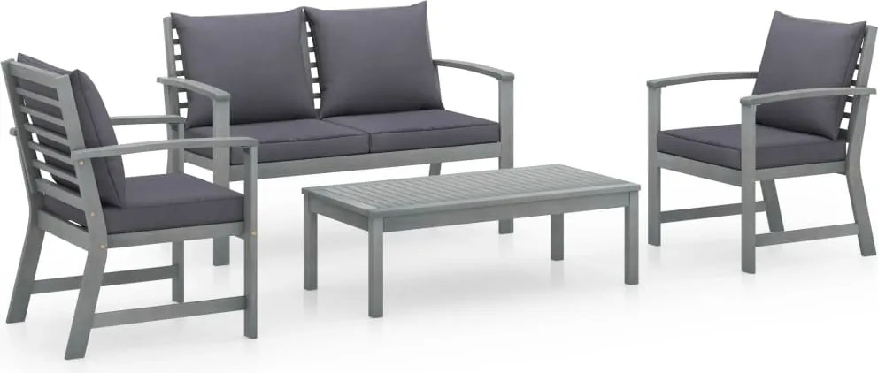 vidaXL Set mobilier de grădină cu perne, 4 piese, lemn masiv de acacia