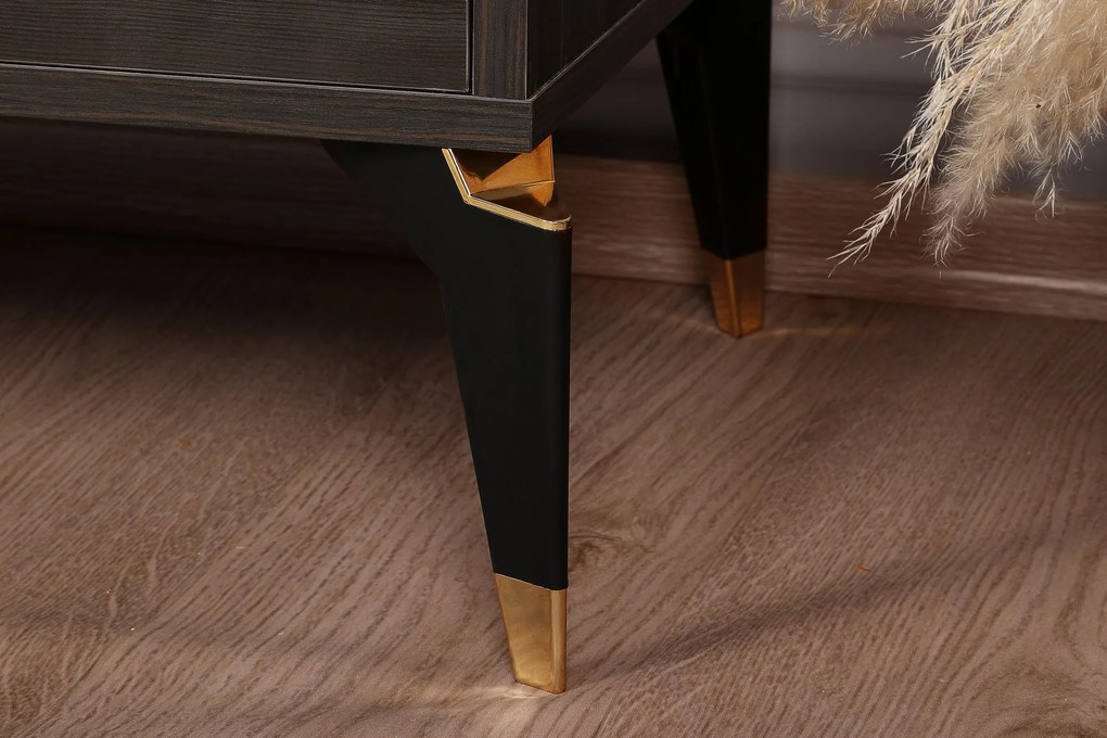Comoda TV Posh, Alb - Maro inchis, 143 x 47 x 40 cm