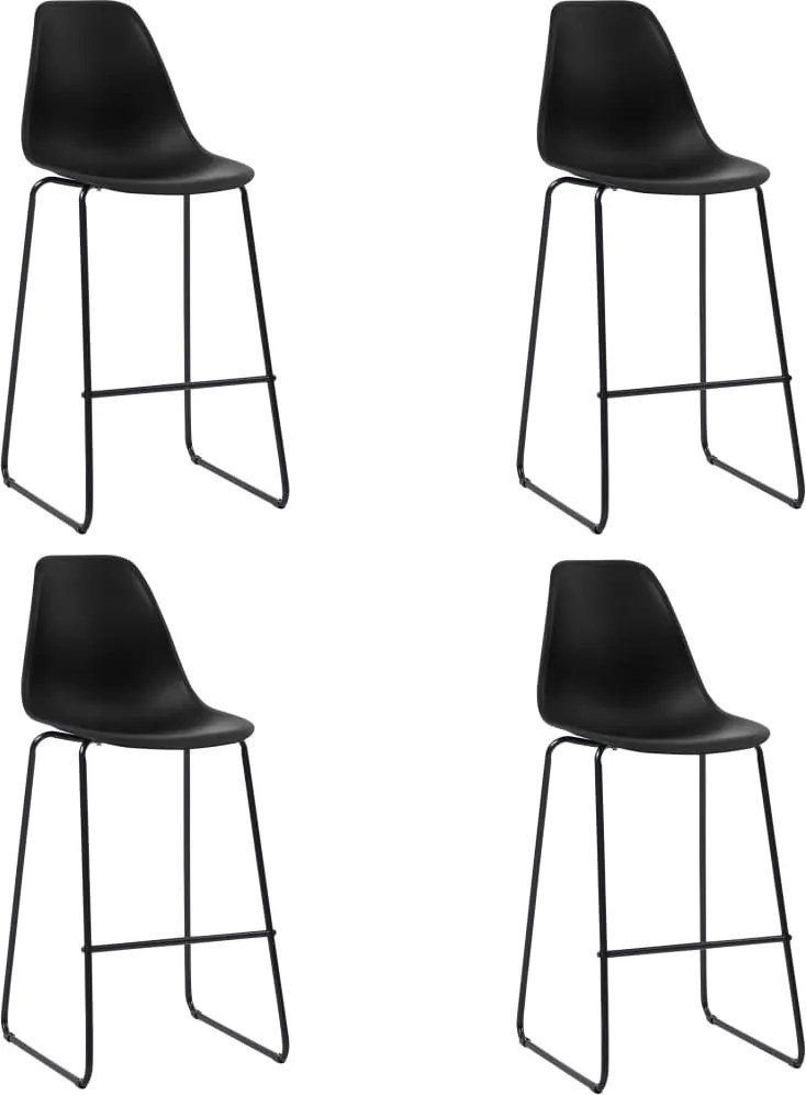 vidaXL Scaune de bar, 4 buc., negru, plastic