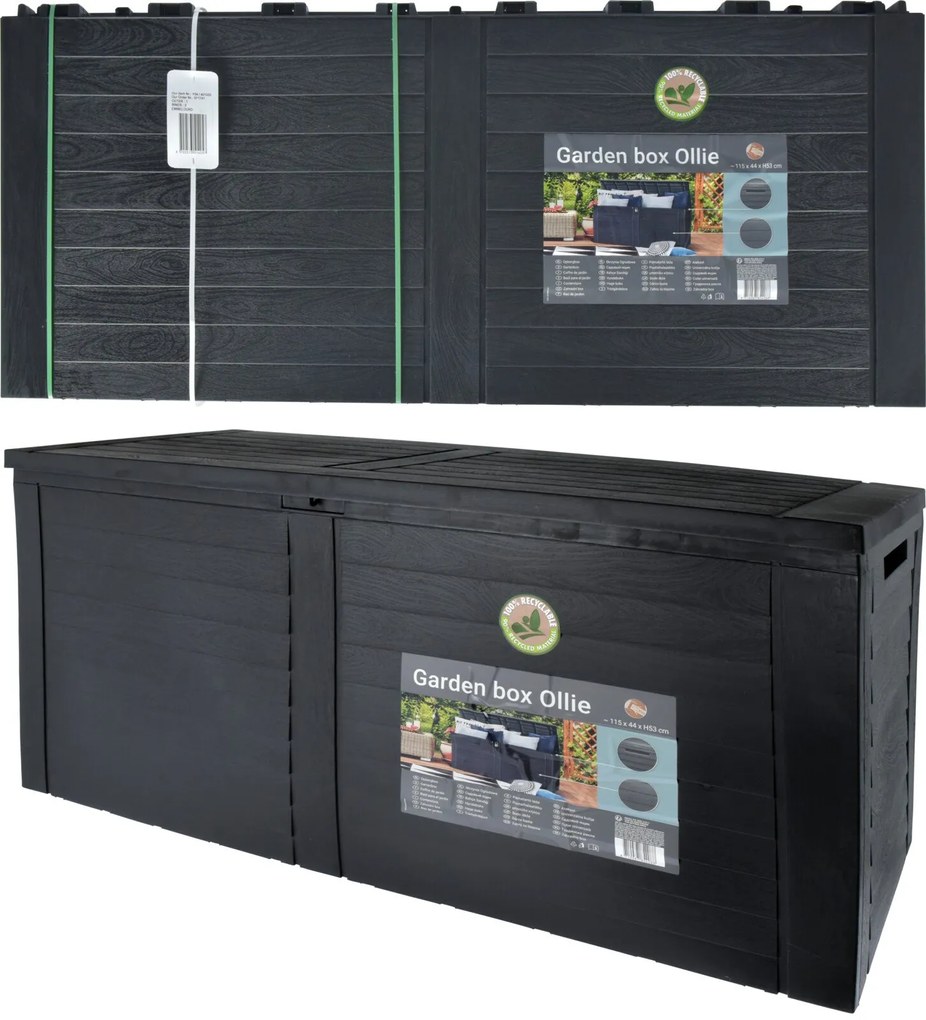 Cutie depozitare gradina 460L, capac rabatabil, plastic reciclabil, antracit
