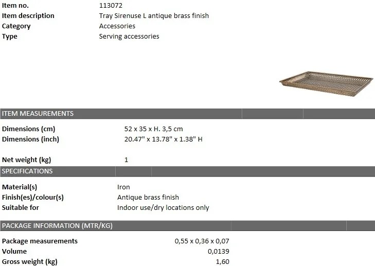 Tava design LUX Sirenuse L 113072 HZ