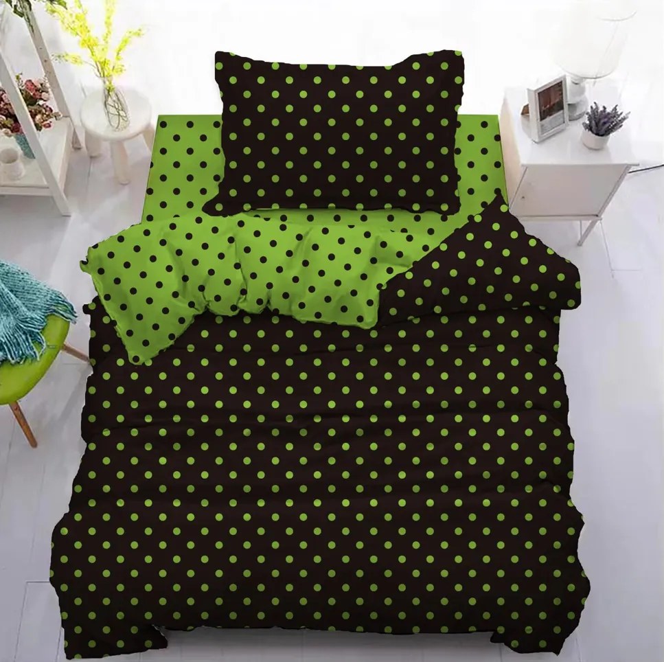 Lenjerie de pat din bumbac COLAM verde-negru Dimensiune lenjerie de pat: 70 x 90 cm | 140 x 200 cm