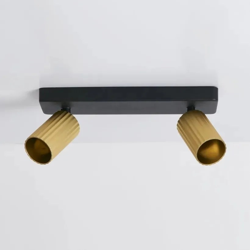 Aplica cu 2 spoturi din aluminiu canelat Anna auriu