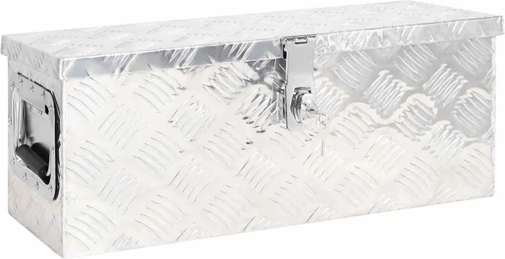 vidaXL Cutie de depozitare, argintiu, 60x23,5x23 cm, aluminiu
