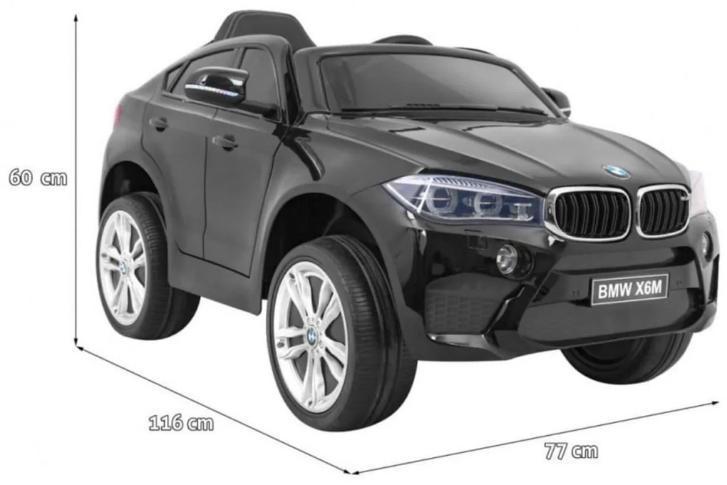 Masinuta Electrica cu acumulator pentru copii NOVOKIDS™ BMW X6 M, Roti din Cauciuc EVA, Max 30 kg , Usi cu deschidere , Baterie12V, 2 Viteze, Lungime