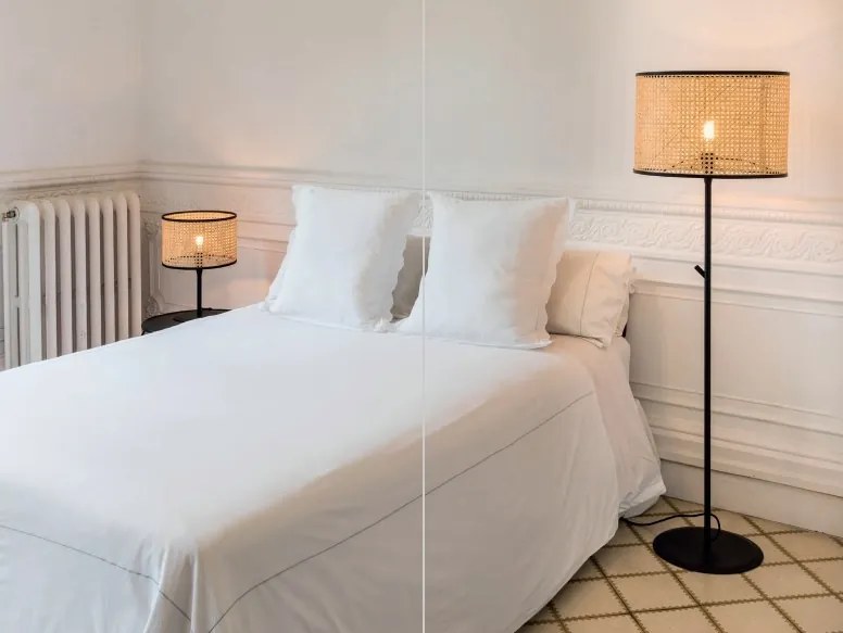 Lampadar / Lampa de podea moderna design natural MAMBO negru/ratan 64313-49