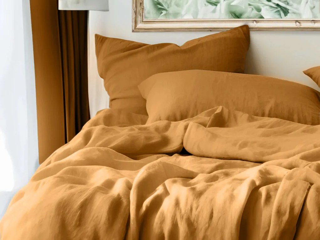 Lenjerie de pat din muselin MOSSARI mustar Dimensiunile lenjeriei: 70 x 90 cm | 140 x 220 cm