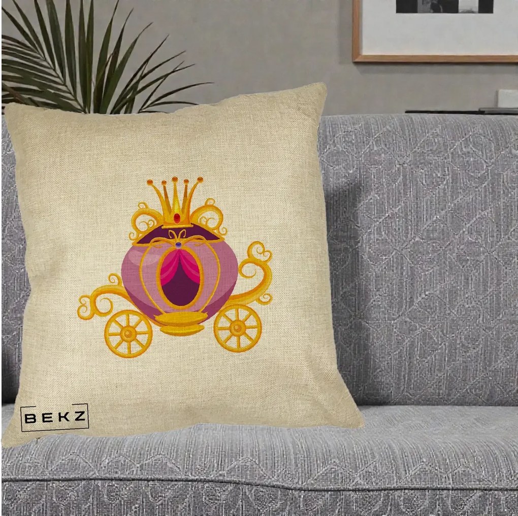 Perna Decorativa Trasura Regala Aurie, 40x40 cm, Crem, Husa Detasabila, Perna Inclusa, BEKZ®