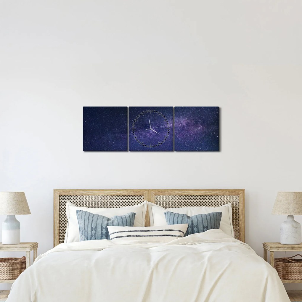 Tablou cu galaxie (cu ceas) (90x30 cm)