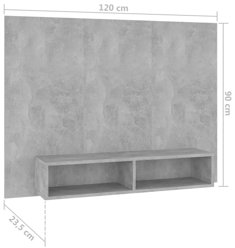 Comoda TV de perete, gri beton, 120x23,5x90 cm, PAL 1, Gri beton