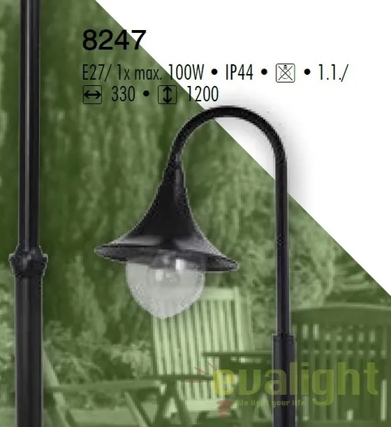Stalp de exterior clasic inaltime 120cm, IP44, Konstanz 8247 RX