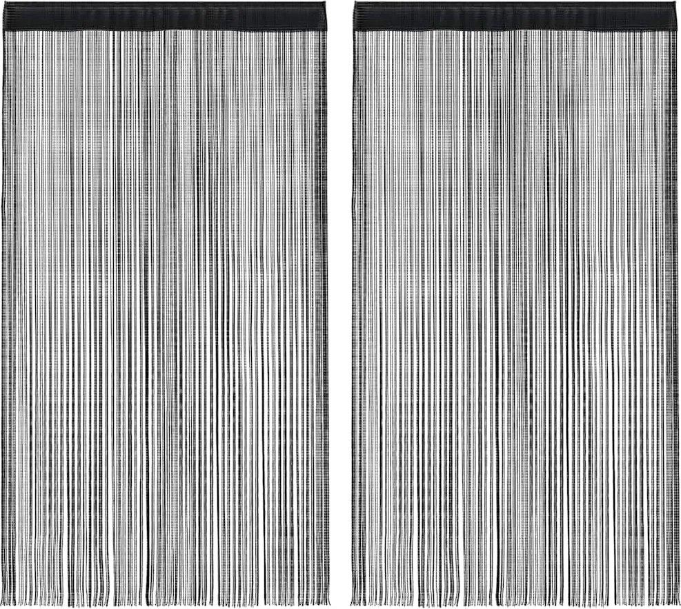 vidaXL Draperii cu franjuri, 2 buc., 100 x 250 cm, negru