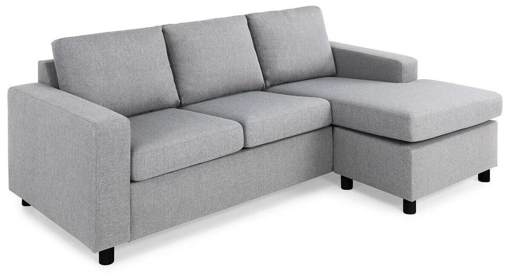 Colțar Scandinavian Choice C175Gri deschis, Negru, 214x143x80cm, Picioare: Plastic