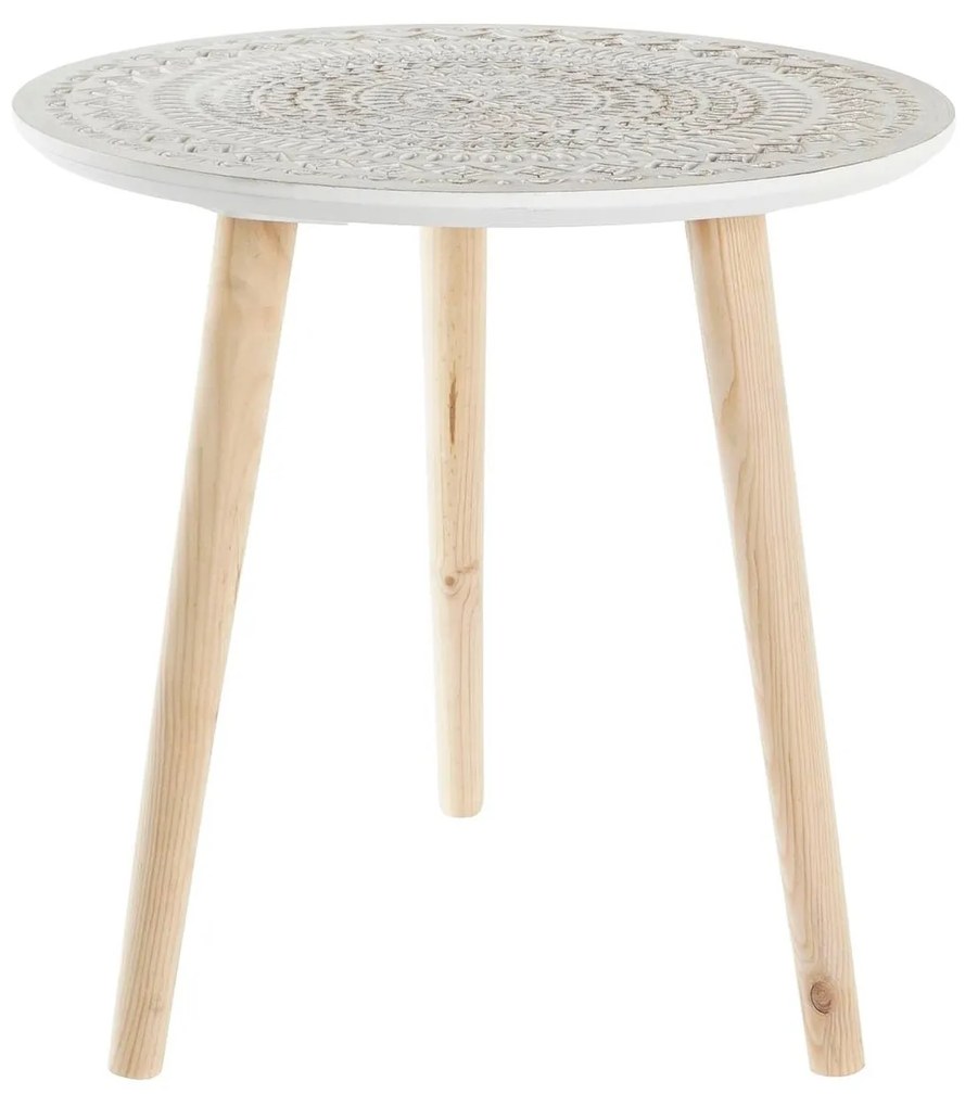 Masuta Mandala din lemn alb 40 cm