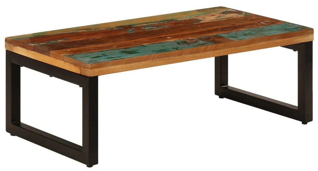 vidaXL Măsuță de cafea, 100x50x35 cm, lemn masiv reciclat și oțel