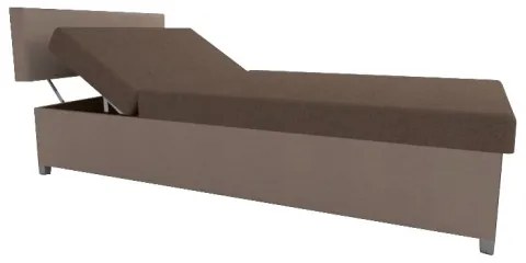 Pat tapițat DALLAS 108 x 205 cm, reglabil, cu spațiu de depozitare, maro/maro închis