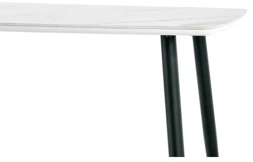 Masă de dining ALARA, finisaj marmură albă/negru