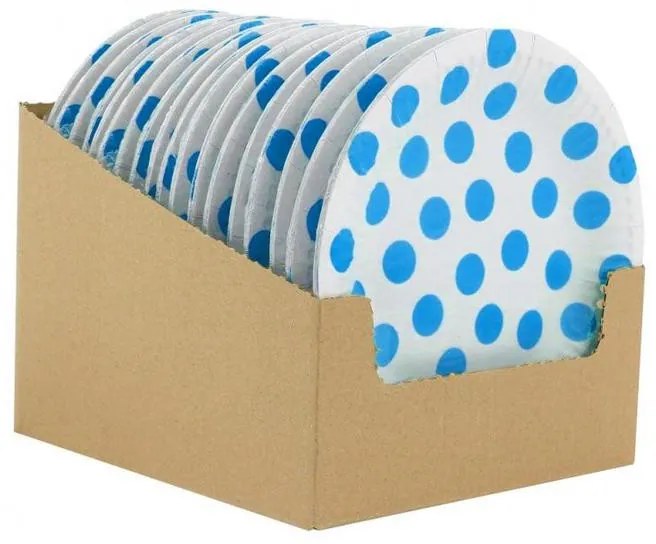 Colorat Sky Blue Polka Dot Farfurie de hârtie cu buline 6 buc 18 cm