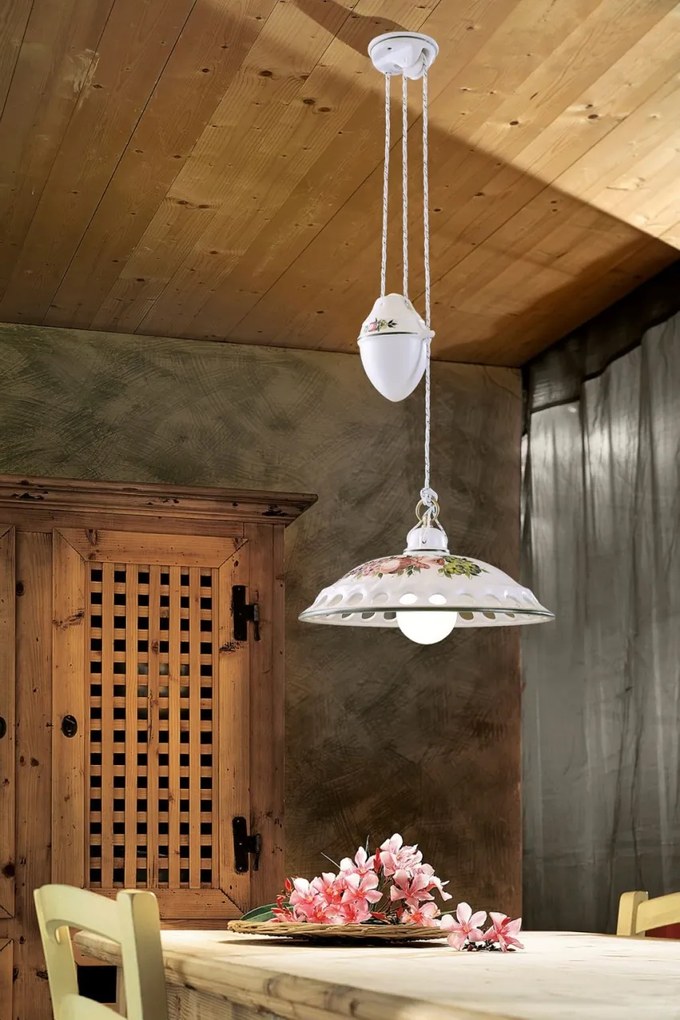 Lustra cu inaltime reglabila design clasic realizat manual din ceramica NAPOLI