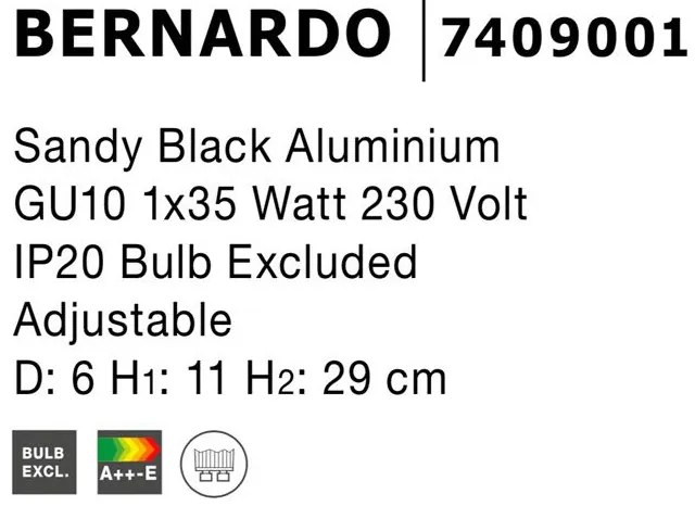 Spot aplicat, directionabil BERNARDO negru NVL-7409001