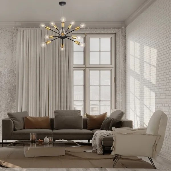 Maytoni T546PL-12B - Lustru pe cablu JACKSON 12xE27/7W/230V negru/auriu