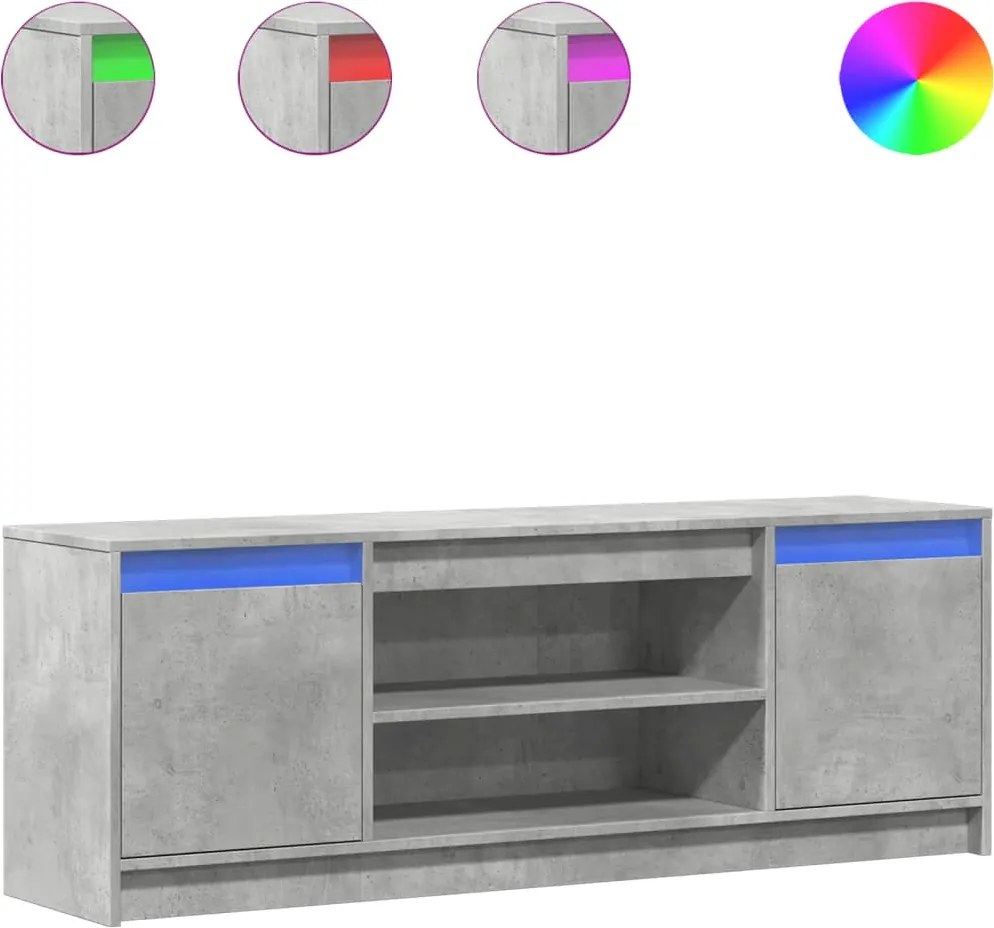 vidaXL Dulap TV cu LED, gri beton, 139,5x34x50 cm, lemn prelucrat