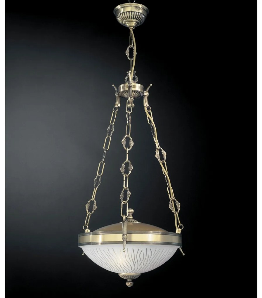 Lustra suspendata design clasic din alama si sticla 5600