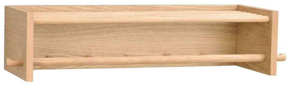 Cuier de perete în culoare naturală cu raft din lemn masiv de stejar Hillmond – Rowico