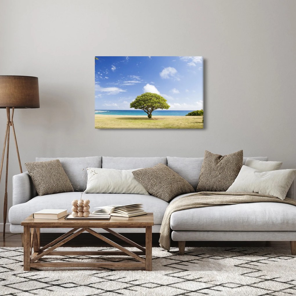 Tablou plaja cu copac (90x60 cm)