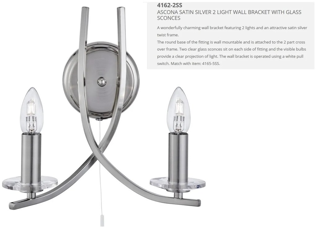 Aplica de perete moderna design argintiu Ascona 4162-2SS SRT