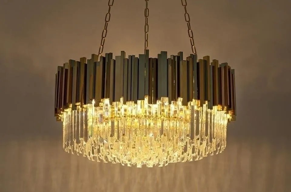 Lustra suspendata, Cristale de Sticla, Glamour Gold 80