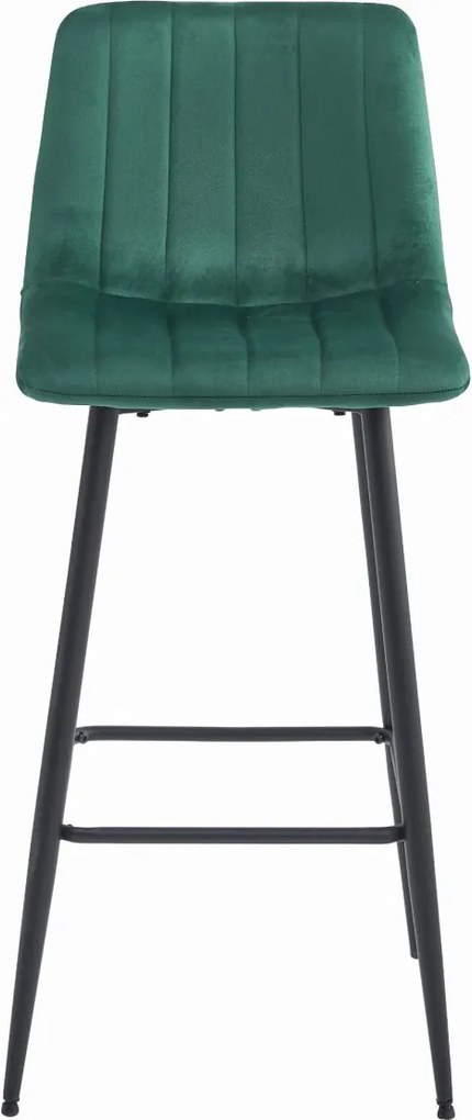 Scaun de bar POZZA VELVET cu picioare negre, verde inchis