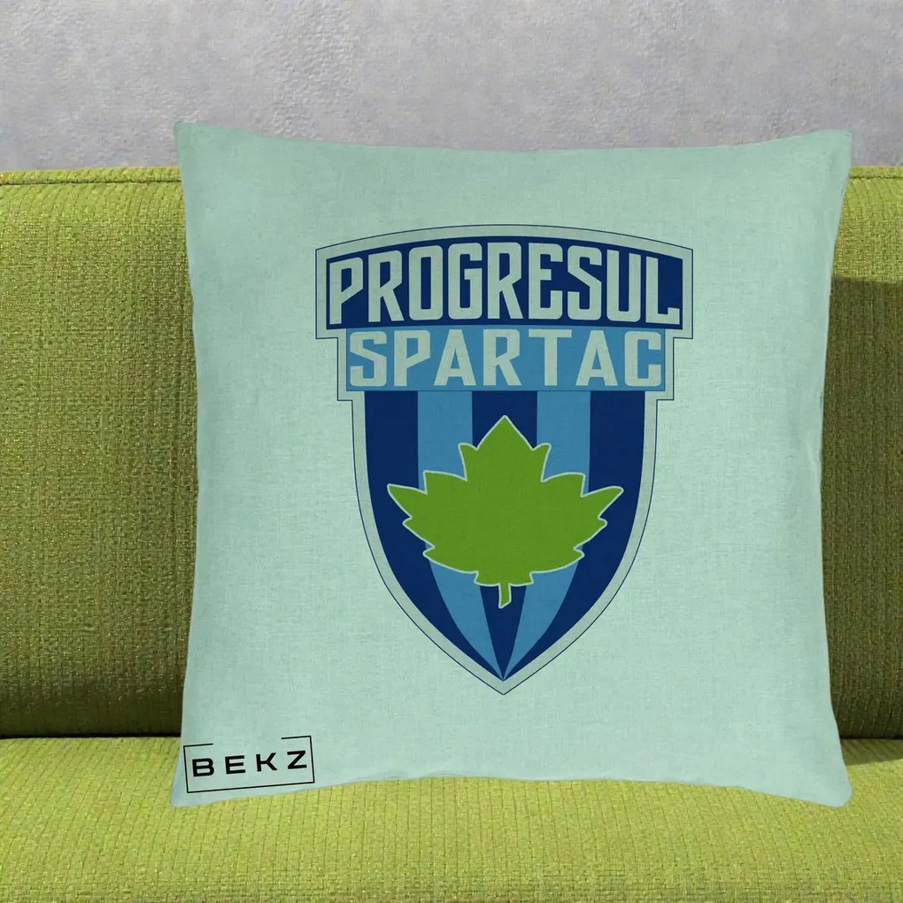 Perna Personalizata Progresul Spartac Fotbal, 40x40 cm, Verde Menta, Husa Detasabila, Perna Inclusa, BEKZ®