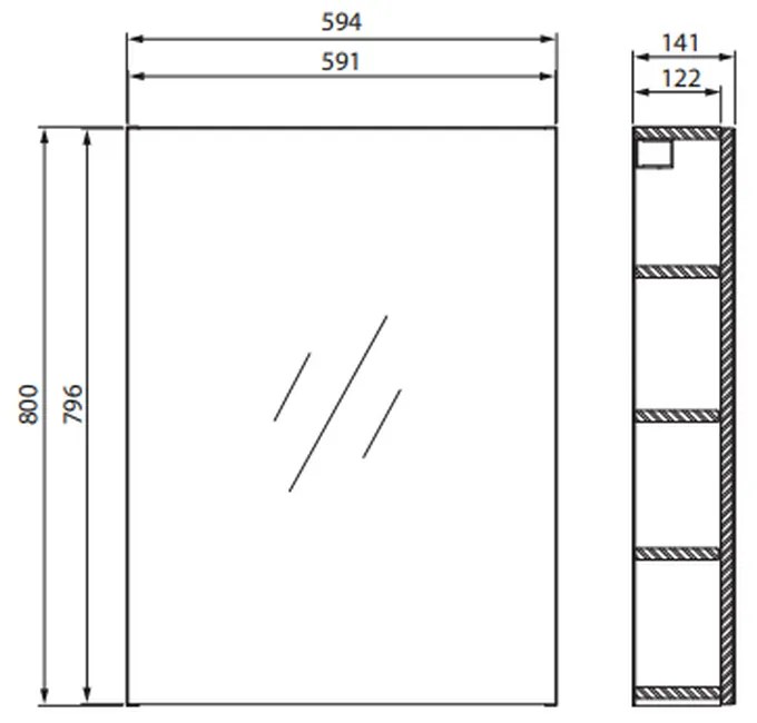 Dulap suspendat cu oglinda Cersanit City, 60 cm, alb 600 mm