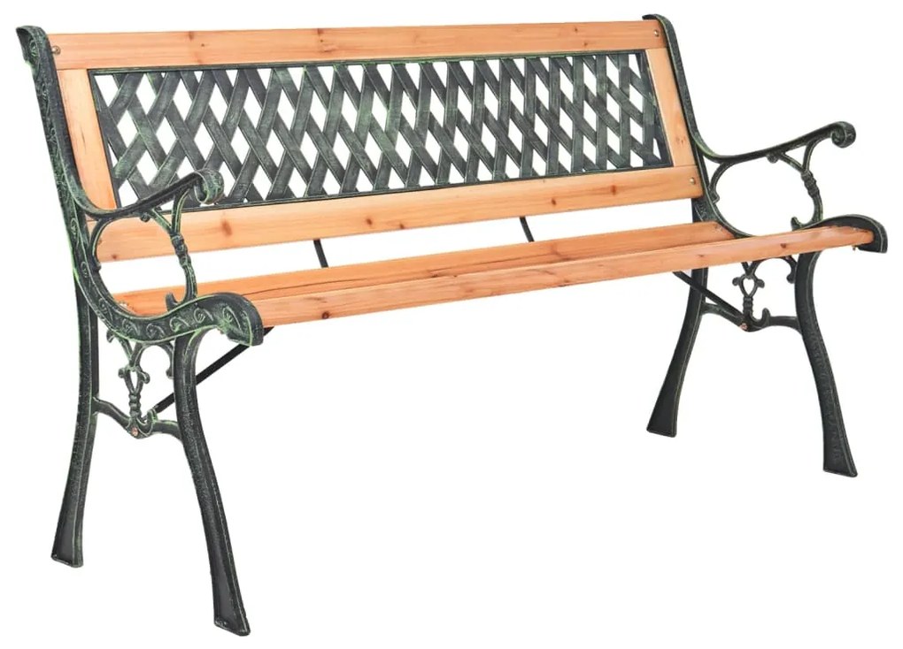 319571 vidaXL Bancă de grădină 116 cm, fontă și lemn masiv de brad