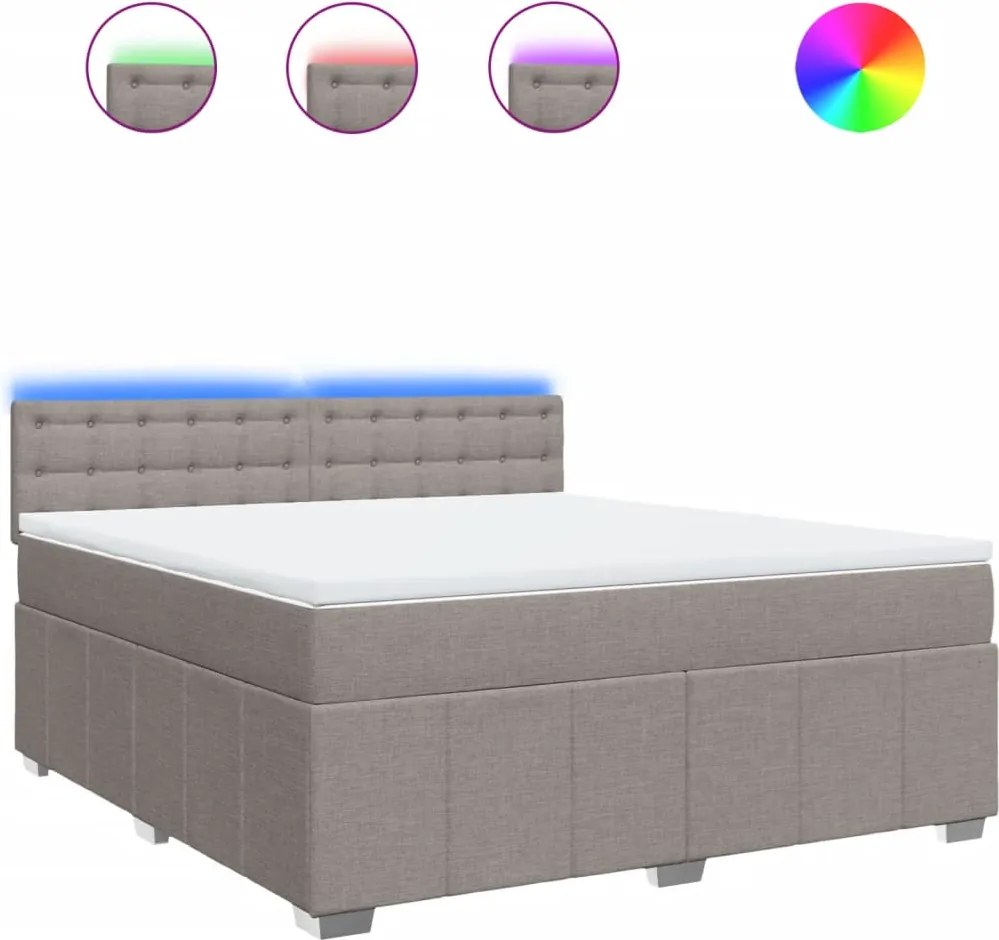 vidaXL Pat continental cu saltea, gri taupe, 180x200 cm, textil