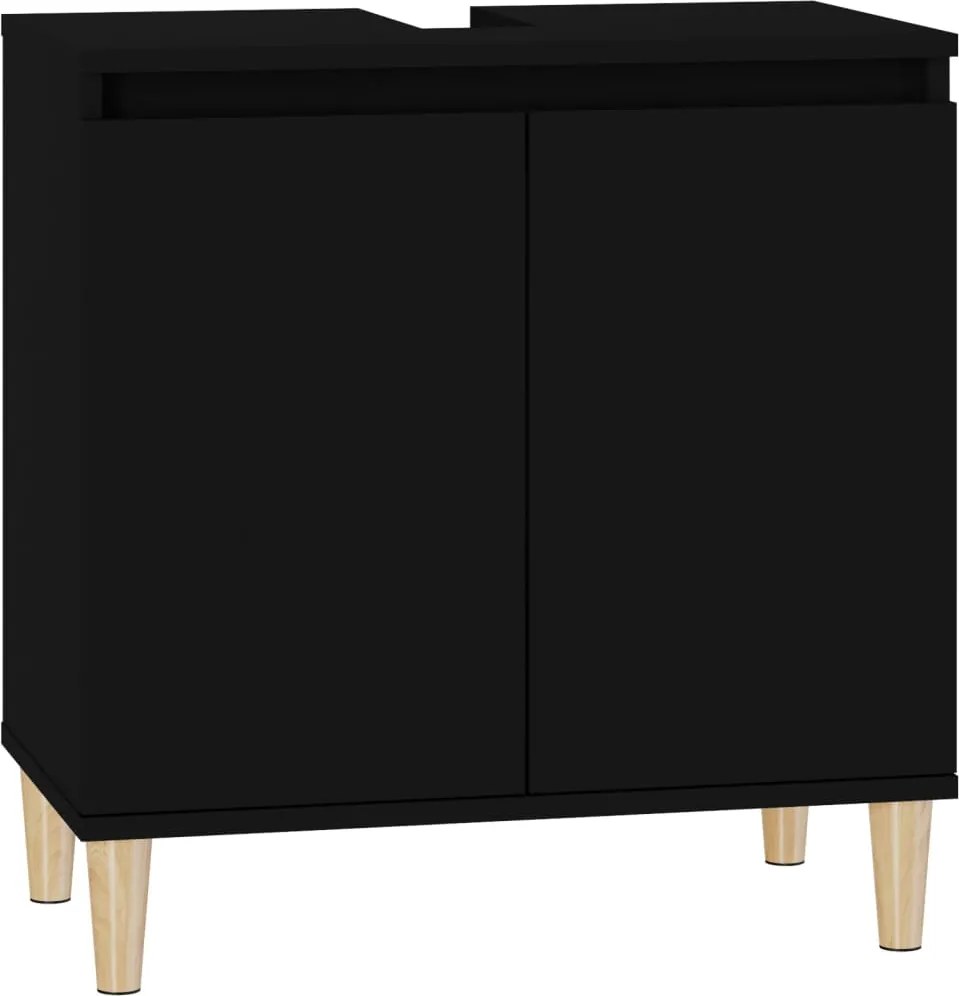 vidaXL Dulap de chiuvetă, negru, 58x33x60 cm, lemn prelucrat