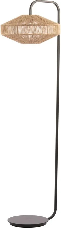 Lampadar negru mat/în culoare naturală cu abajur textil (înălțime 164 cm) Lyra – Light &amp; Living