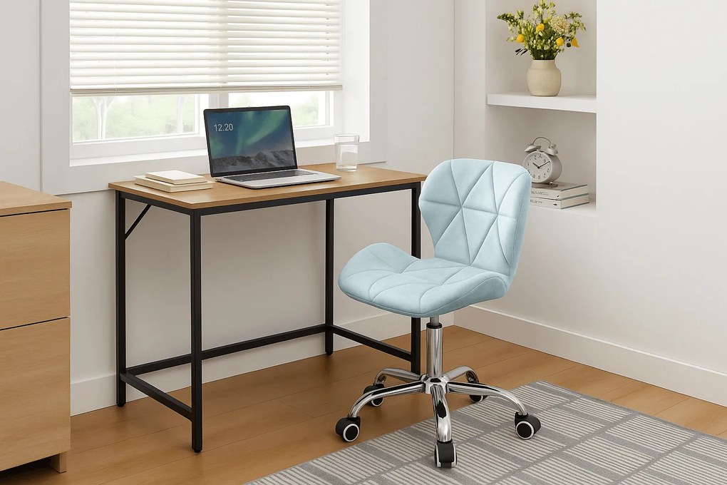 Set pentru birou masa de birou TAYLOR 80x50 cm stejar sonoma + scaun de birou AVOLA VELVET albastru deschis