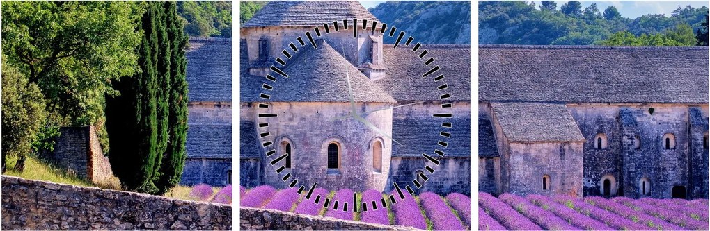 Tablou - Câmp de lavandă (cu ceas) (90x30 cm)