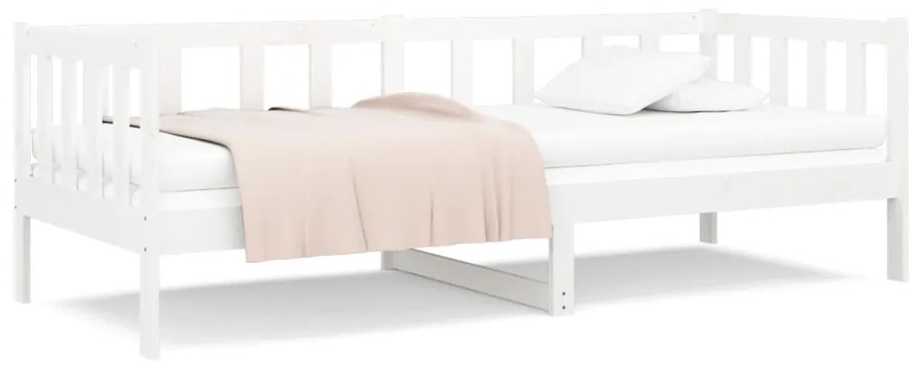 814685 vidaXL Pat de zi, alb, 80x200 cm, lemn masiv de pin