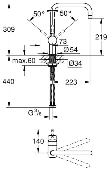 GROHE 32488000 - Baterie pentru chiuvetă, crom lucios